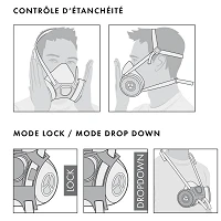 Demi-masque contre les gaz, vapeurs, poussières série 7000 EasyLock - MOLDEX