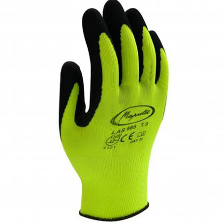 1 paire de gants polyamide fluo jaune mousse de latex noir - MAPROTEC