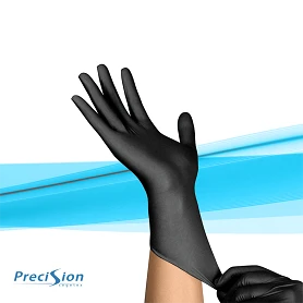 Pack de 100 gants d'examens jetables en nitrile noir Exatrile - SEGETEX